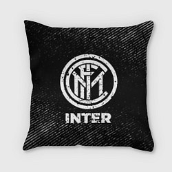 Подушка квадратная Inter с потертостями на темном фоне, цвет: 3D-принт