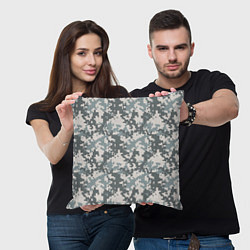 Подушка квадратная Камуфляж серый пиксель, цвет: 3D-принт — фото 2