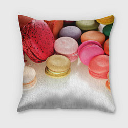 Подушка квадратная Разноцветные макаруны, цвет: 3D-принт