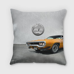 Подушка квадратная Рыжая бестия - Plymouth Satellite 1971 года, цвет: 3D-принт