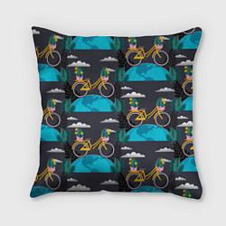 Подушка квадратная Велопрогулка, цвет: 3D-принт