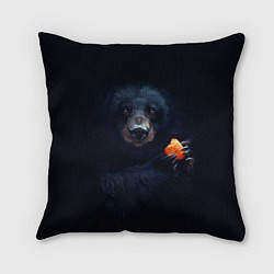 Подушка квадратная Медведь с морковкой, цвет: 3D-принт