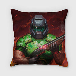 Подушка квадратная DOS Doomguy, цвет: 3D-принт