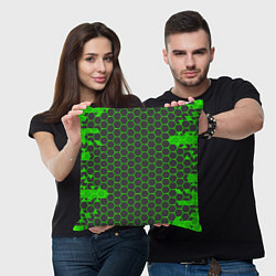 Подушка квадратная Зеленые плиты, цвет: 3D-принт — фото 2