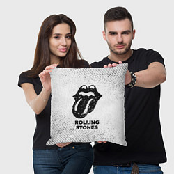 Подушка квадратная Rolling Stones с потертостями на светлом фоне, цвет: 3D-принт — фото 2