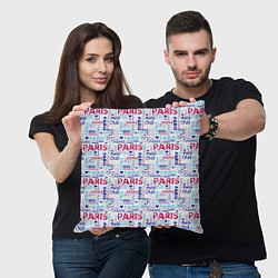 Подушка квадратная Парижская бумага с надписями - текстура, цвет: 3D-принт — фото 2