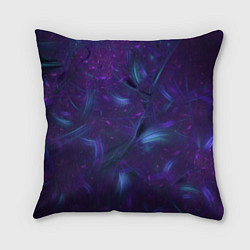 Подушка квадратная Светящиеся перья - фиолетовый цвет, цвет: 3D-принт
