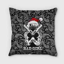 Подушка квадратная Bad girl with guns in a bandana, цвет: 3D-принт