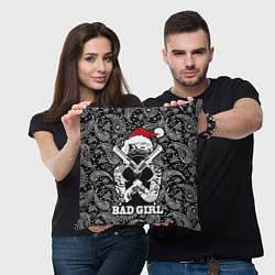 Подушка квадратная Bad girl with guns in a bandana, цвет: 3D-принт — фото 2