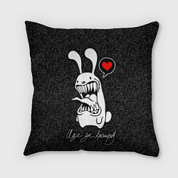 Подушка квадратная Иди за кроликом, зубастый кролик, цвет: 3D-принт