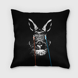 Подушка квадратная Черный кролик стреляет лазерами из глаз, цвет: 3D-принт