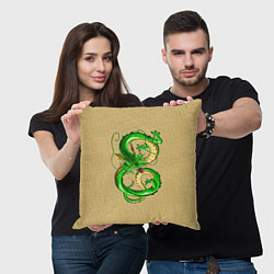 Подушка квадратная Зелёный дракон в форме цифры 8, цвет: 3D-принт — фото 2