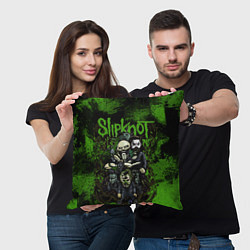 Подушка квадратная Slipknot green art, цвет: 3D-принт — фото 2