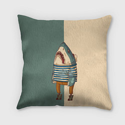 Подушка квадратная Акула-моряк, цвет: 3D-принт