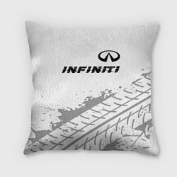 Подушка квадратная Infiniti speed на светлом фоне со следами шин: сим, цвет: 3D-принт