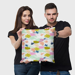 Подушка квадратная Разноцветные мазки красками модный узор, цвет: 3D-принт — фото 2