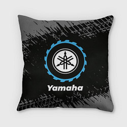 Подушка квадратная Yamaha в стиле Top Gear со следами шин на фоне, цвет: 3D-принт