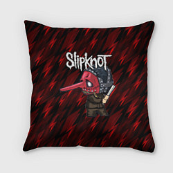 Подушка квадратная Slipknot красные молнии, цвет: 3D-принт