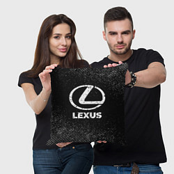 Подушка квадратная Lexus с потертостями на темном фоне, цвет: 3D-принт — фото 2