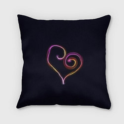 Подушка квадратная Неоновое сердечко, цвет: 3D-принт