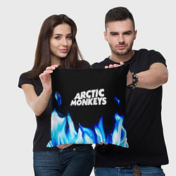 Подушка квадратная Arctic Monkeys blue fire, цвет: 3D-принт — фото 2