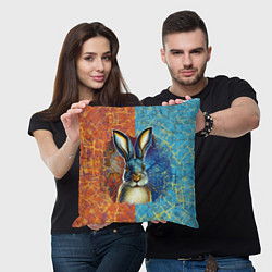 Подушка квадратная Огненный новогодний кролик, цвет: 3D-принт — фото 2