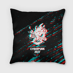 Подушка квадратная Cyberpunk 2077 в стиле glitch и баги графики на те, цвет: 3D-принт