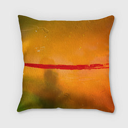 Подушка квадратная Оранжевый туман и красная краска, цвет: 3D-принт