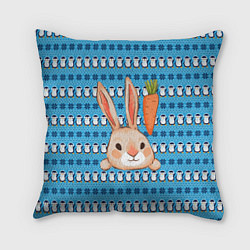 Подушка квадратная Заяц и морковка, цвет: 3D-принт