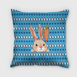 Подушка квадратная Заяц и морковка, цвет: 3D-принт