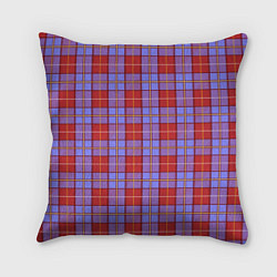 Подушка квадратная Ткань Шотландка красно-синяя, цвет: 3D-принт