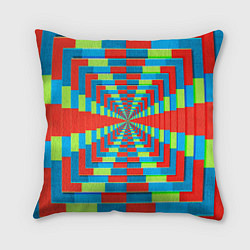 Подушка квадратная Разноцветный туннель - оптическая иллюзия, цвет: 3D-принт