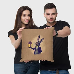 Подушка квадратная Кролик в костюме с подарком, цвет: 3D-принт — фото 2