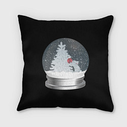 Подушка квадратная Снежный шар с символом года кроликом, цвет: 3D-принт