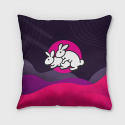 Подушка квадратная Кролики love, цвет: 3D-принт