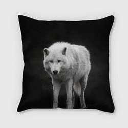 Подушка квадратная Белый волк на темном фоне, цвет: 3D-принт