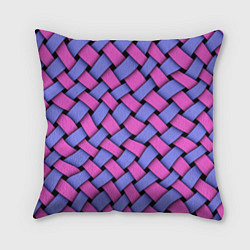 Подушка квадратная Фиолетово-сиреневая плетёнка - оптическая иллюзия, цвет: 3D-принт