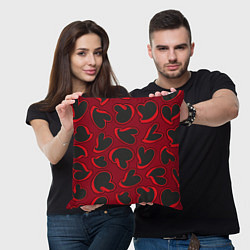 Подушка квадратная Black hearts, цвет: 3D-принт — фото 2