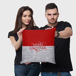 Подушка квадратная Merry Christmas красный, цвет: 3D-принт — фото 2