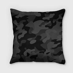 Подушка квадратная Черный ночной камуфляж, цвет: 3D-принт