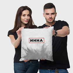 Подушка квадратная Инна - в красной рамке на светлом, цвет: 3D-принт — фото 2