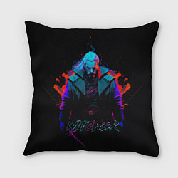 Подушка квадратная Witcher in neon style, цвет: 3D-принт