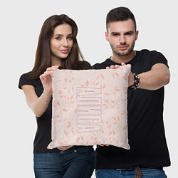 Подушка квадратная Алиса по-вертикали с розовым фоном, цвет: 3D-принт — фото 2