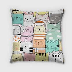 Подушка квадратная Котики и кошечки, цвет: 3D-принт