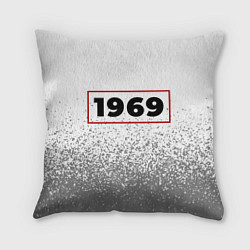 Подушка квадратная 1969 - в красной рамке на светлом, цвет: 3D-принт