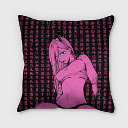 Подушка квадратная Человек - бензопила Пауэр в топике, цвет: 3D-принт