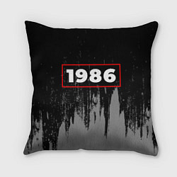 Подушка квадратная 1986 - в красной рамке на темном, цвет: 3D-принт