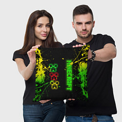 Подушка квадратная Minecraft - неоновые логотипы, цвет: 3D-принт — фото 2