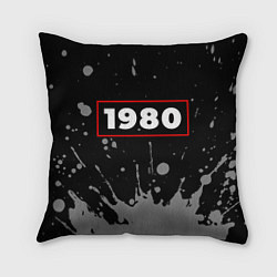 Подушка квадратная 1980 - в красной рамке на темном, цвет: 3D-принт