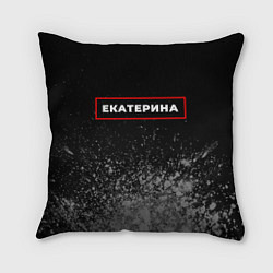 Подушка квадратная Екатерина - в красной рамке на темном, цвет: 3D-принт